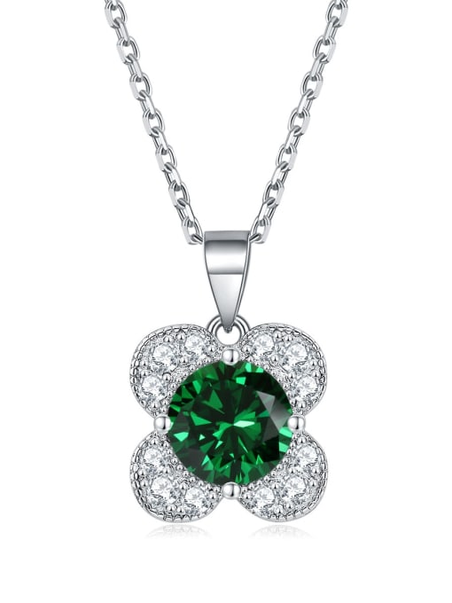 Grandmother green [May] 925 Sterling Silver Birthstone Flower Dainty Necklace